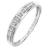 0.05ct Round Diamond Pave Set Half Eternity Ring in UK Hallmarked 9ct White Gold